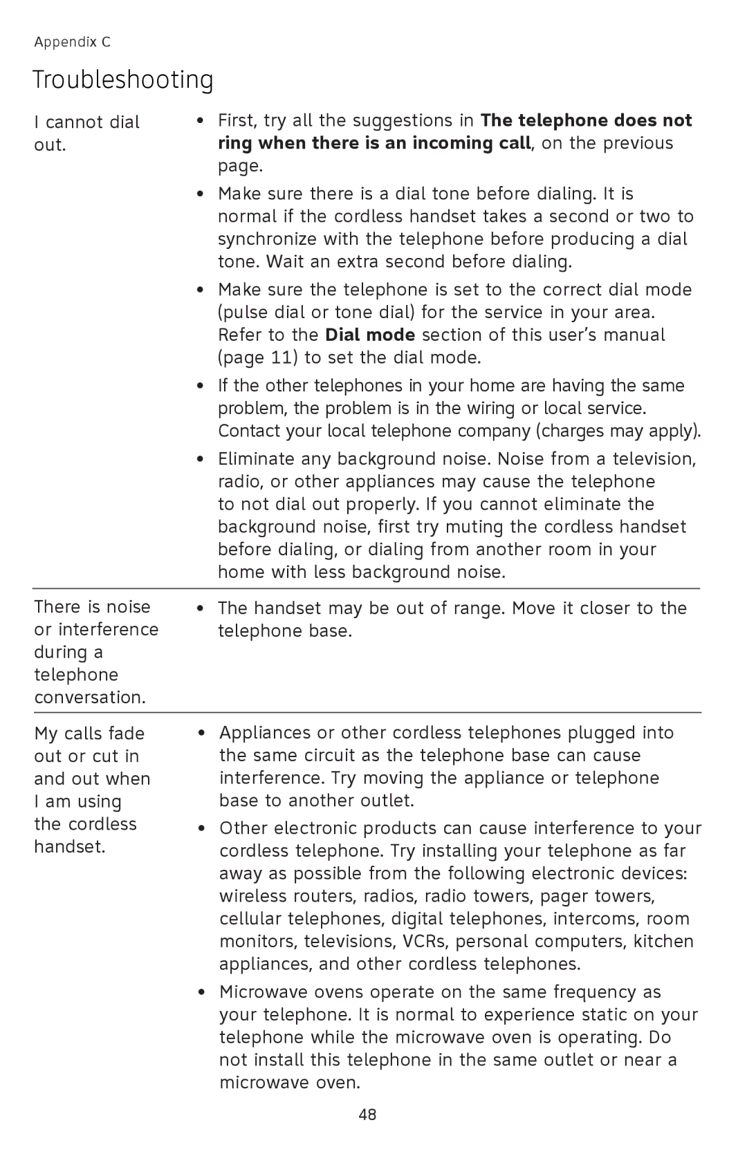 AT&T EL42308, EL42208, EL42258 user manual Ring when there is an incoming call, on the previous 