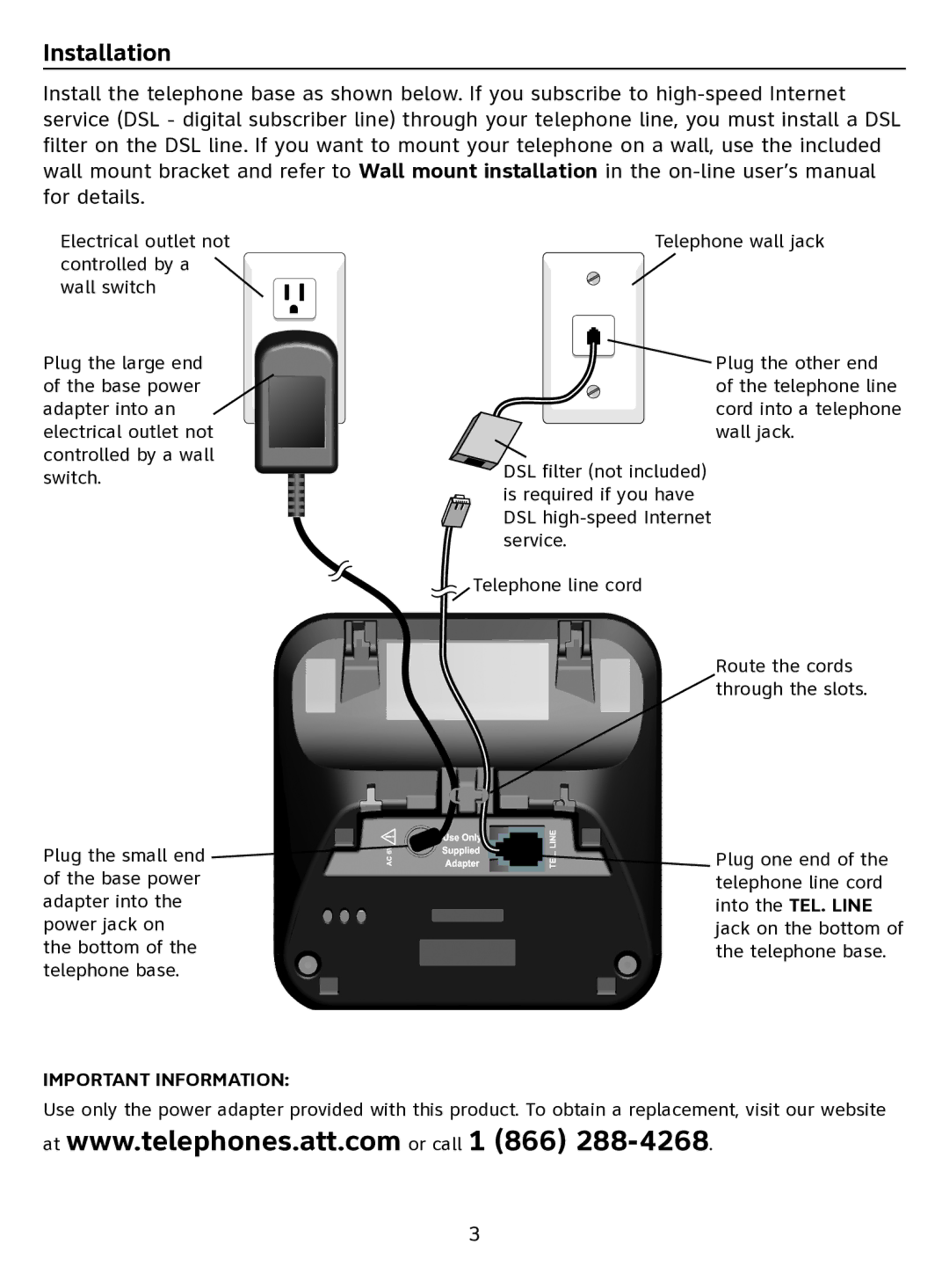 AT&T EL51100 quick start Installation, Important Information 