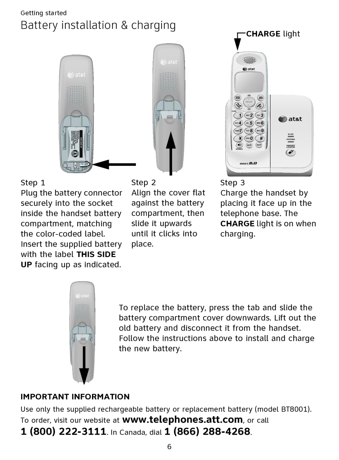 AT&T EL51109 user manual Charge light 