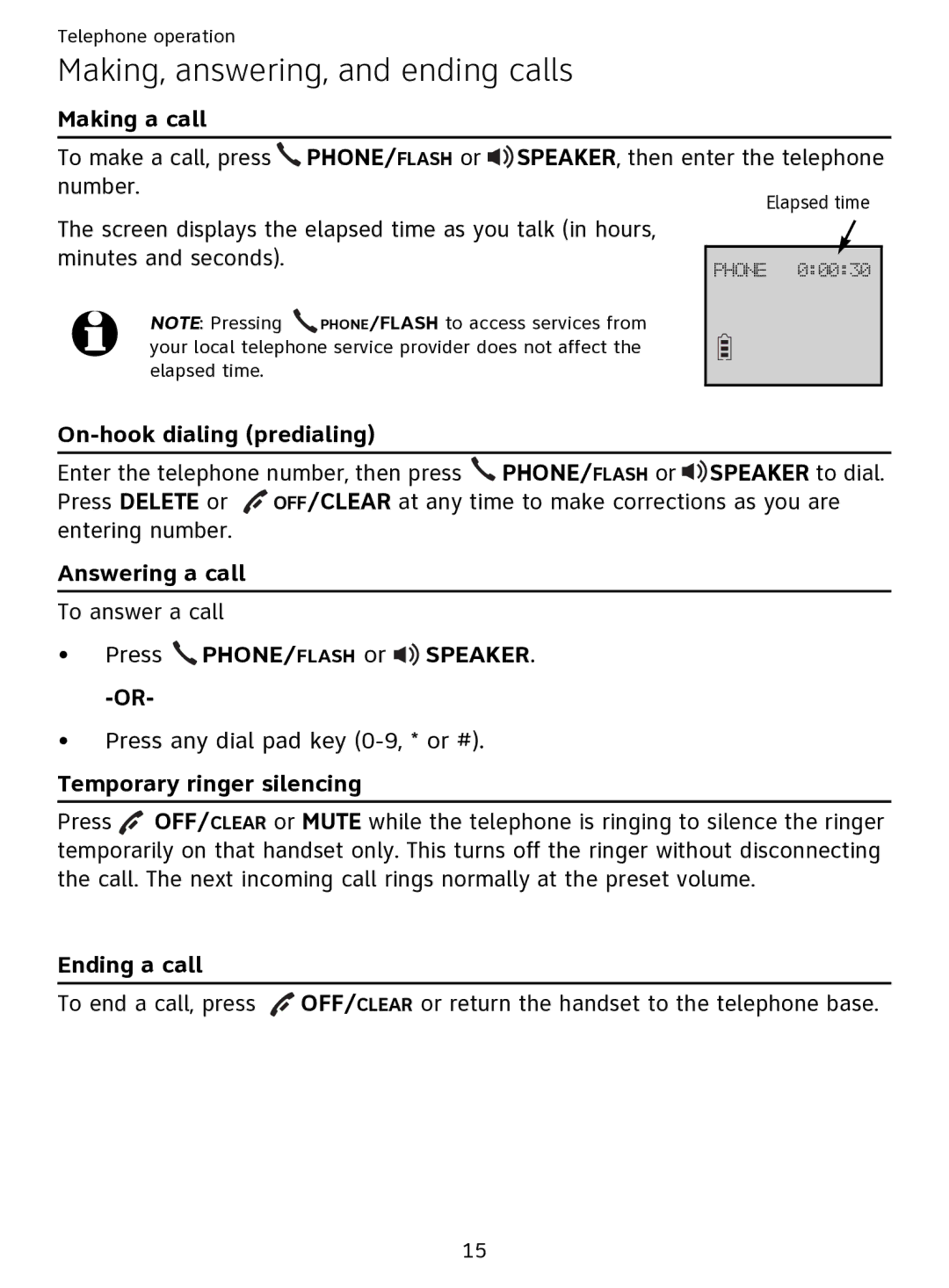 AT&T EL51109 user manual Making, answering, and ending calls 