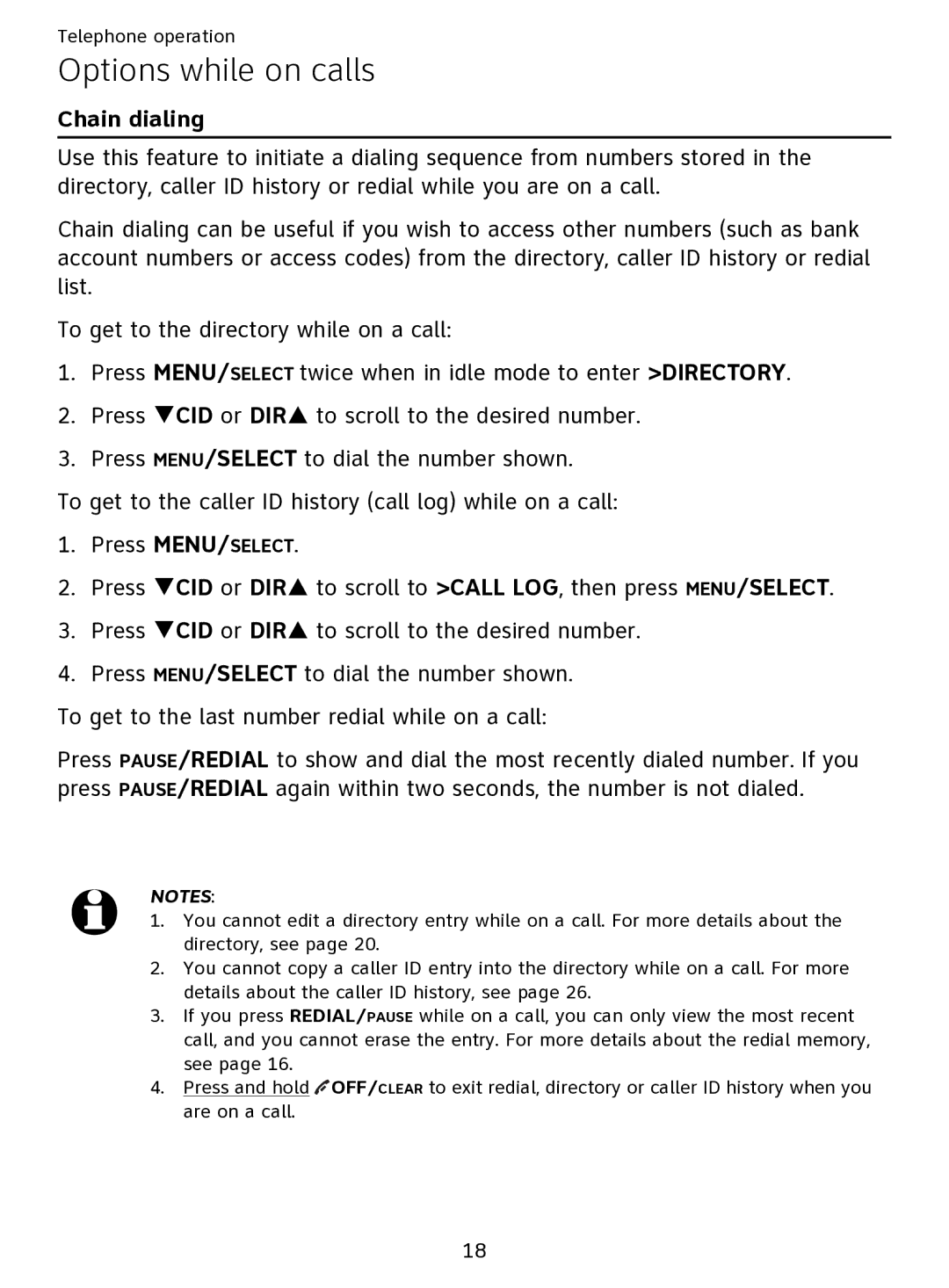 AT&T EL51109 user manual Chain dialing 