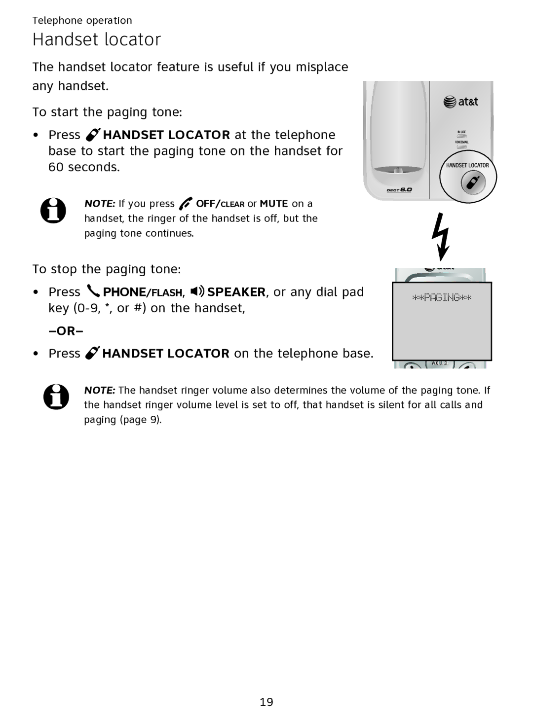 AT&T EL51109 user manual Handset locator 