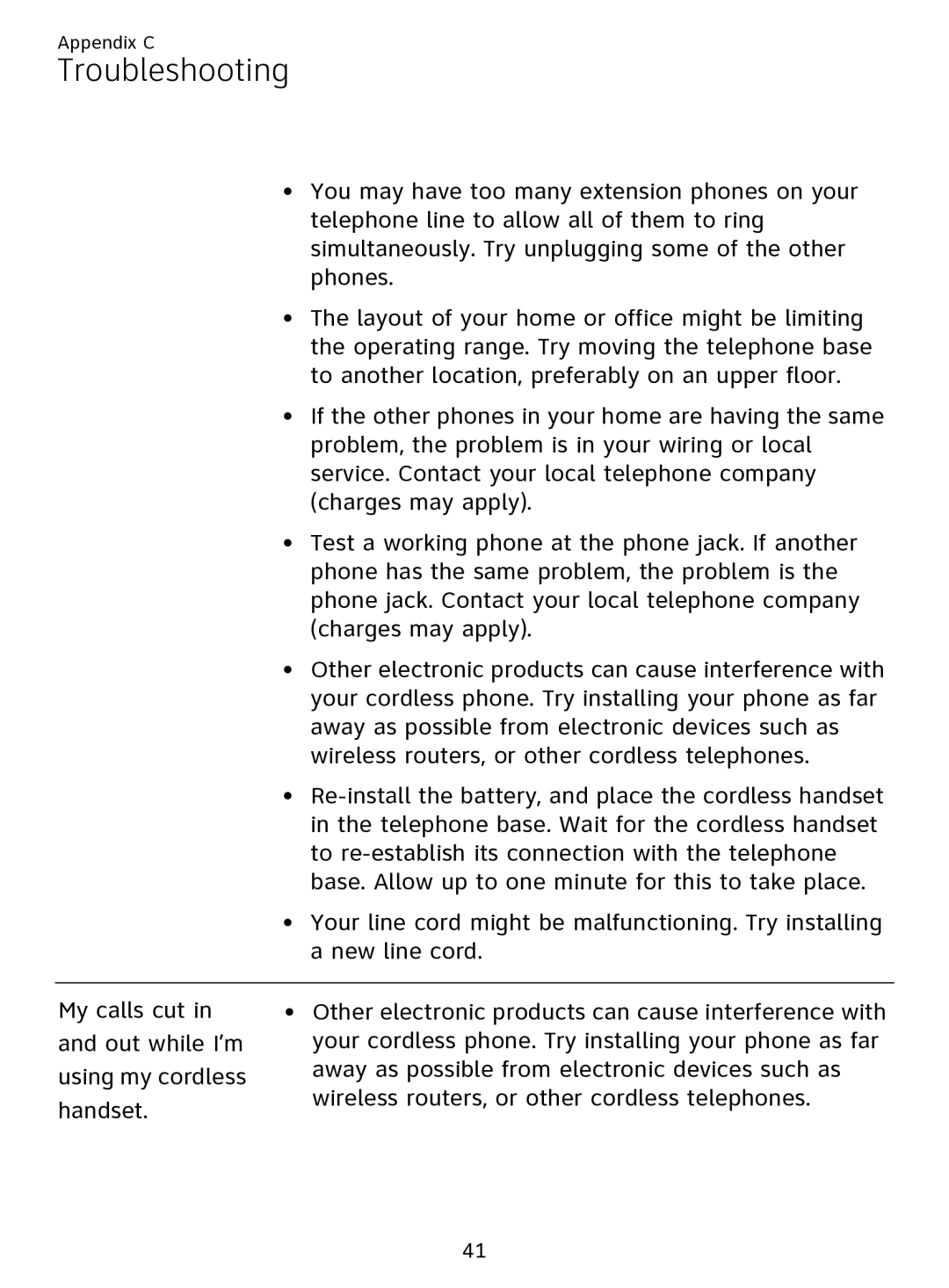 AT&T EL51109 user manual Troubleshooting 