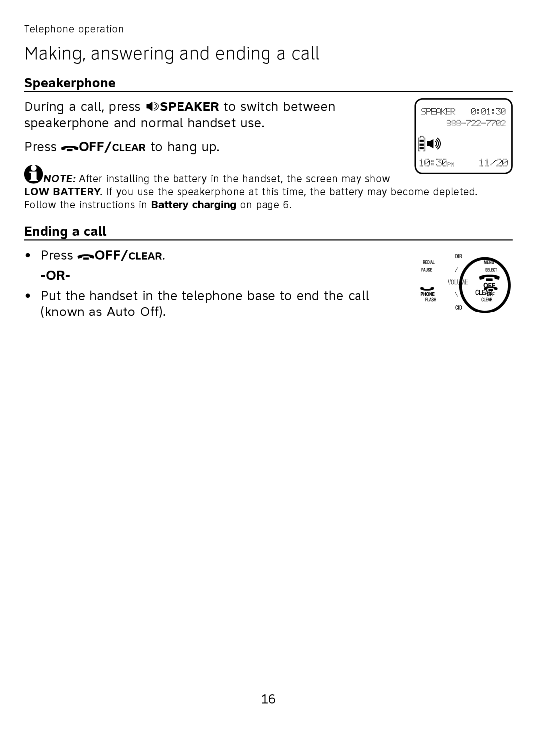 AT&T EL51110 user manual Speakerphone, Ending a call 