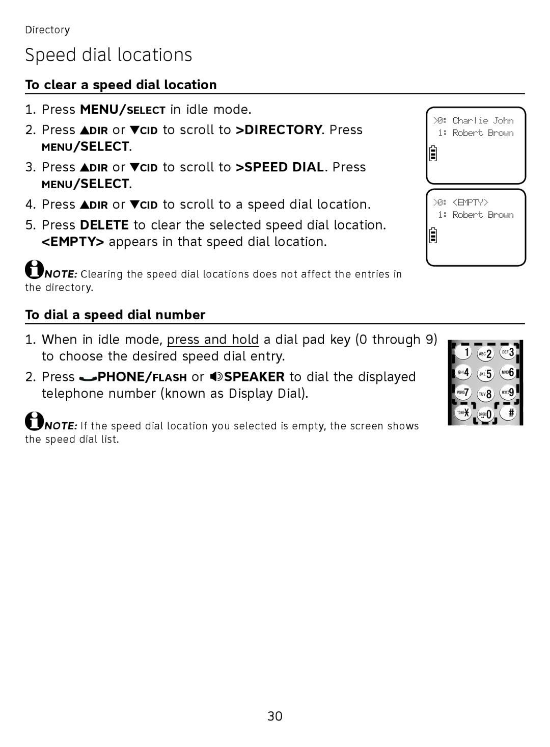 AT&T EL51110 user manual To clear a speed dial location, To dial a speed dial number 