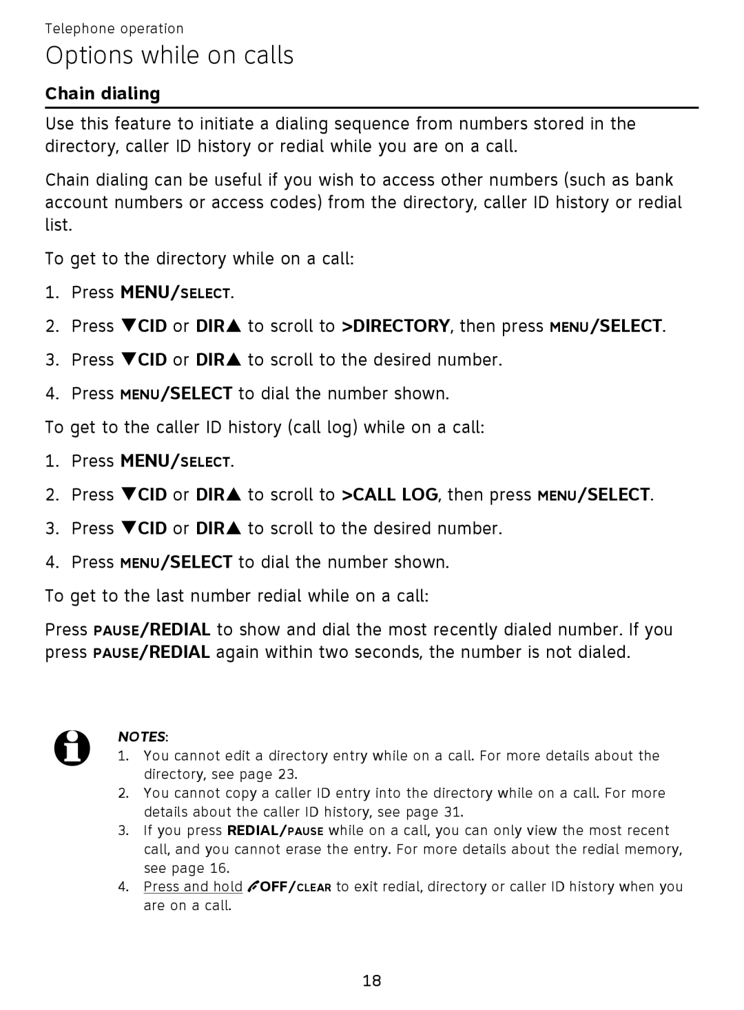 AT&T EL51209, EL51359 user manual Chain dialing 