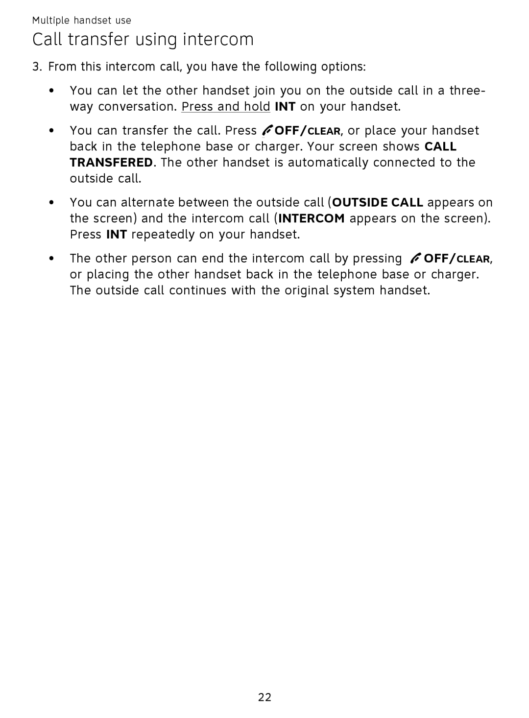 AT&T EL51209, EL51359 user manual Call transfer using intercom 