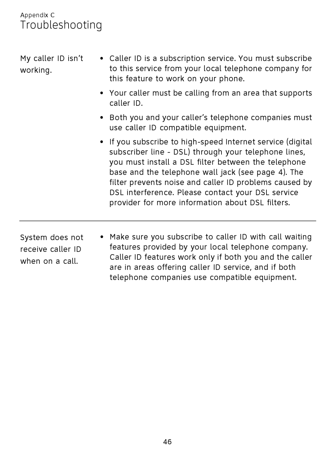 AT&T EL51209, EL51359 user manual Troubleshooting 