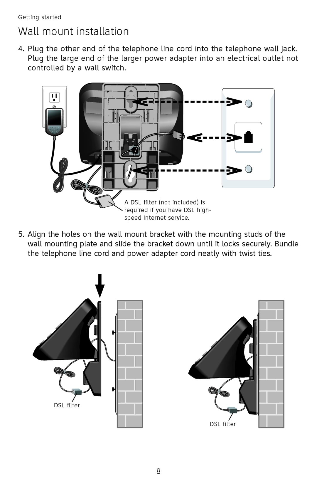 AT&T EL52100, EL52110 user manual DSL filter 