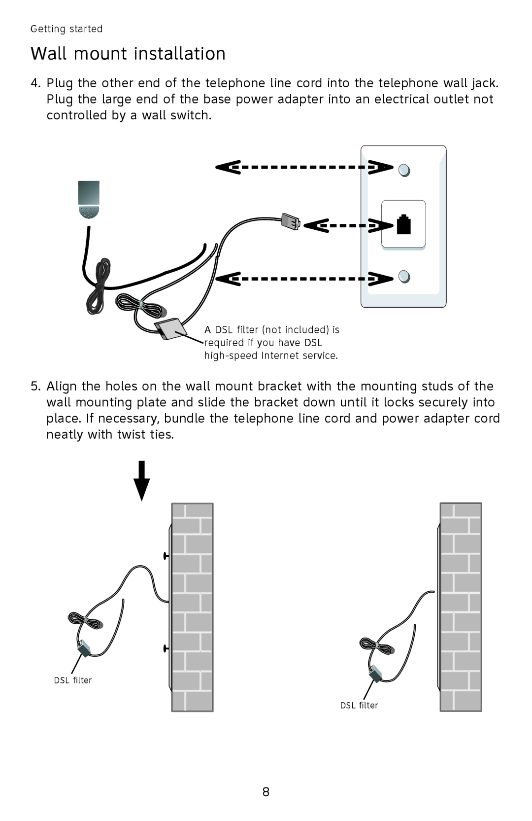 AT&T EL52251, EL52351, EL52301, EL52201, EL52401 user manual DSL filter 