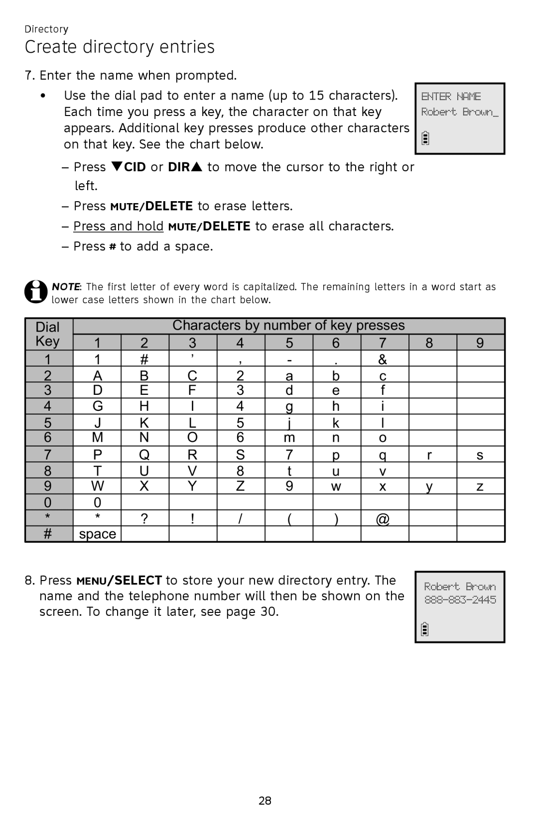 AT&T EL52259, EL52409, EL52459, EL52419, EL52209, EL52309 user manual Dial Key # space Characters by number of key presses 