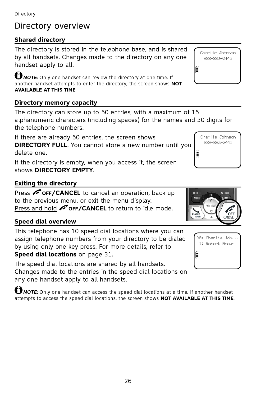 AT&T EL52501 user manual Directory overview 