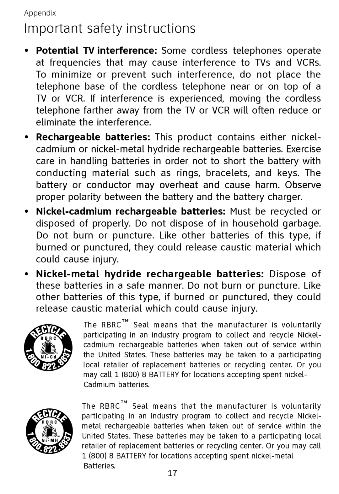 AT&T EP562 user manual Important safety instructions 