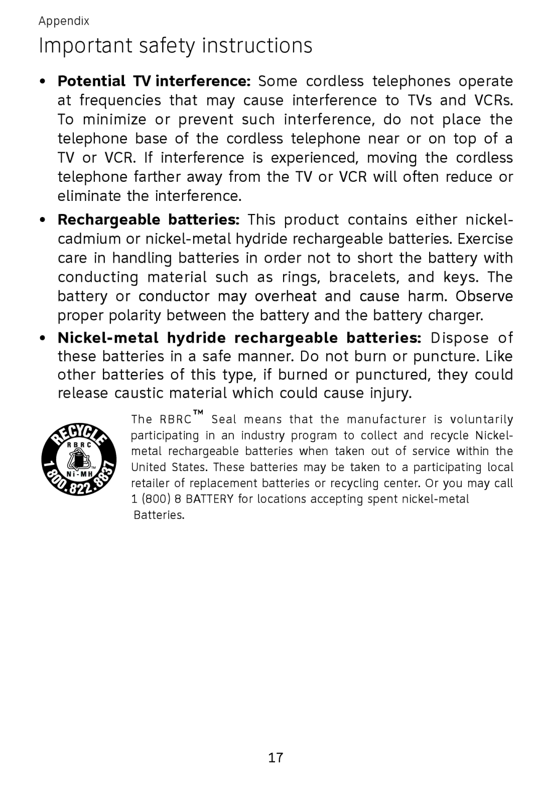 AT&T EP5632-2, EP562 user manual Important safety instructions 