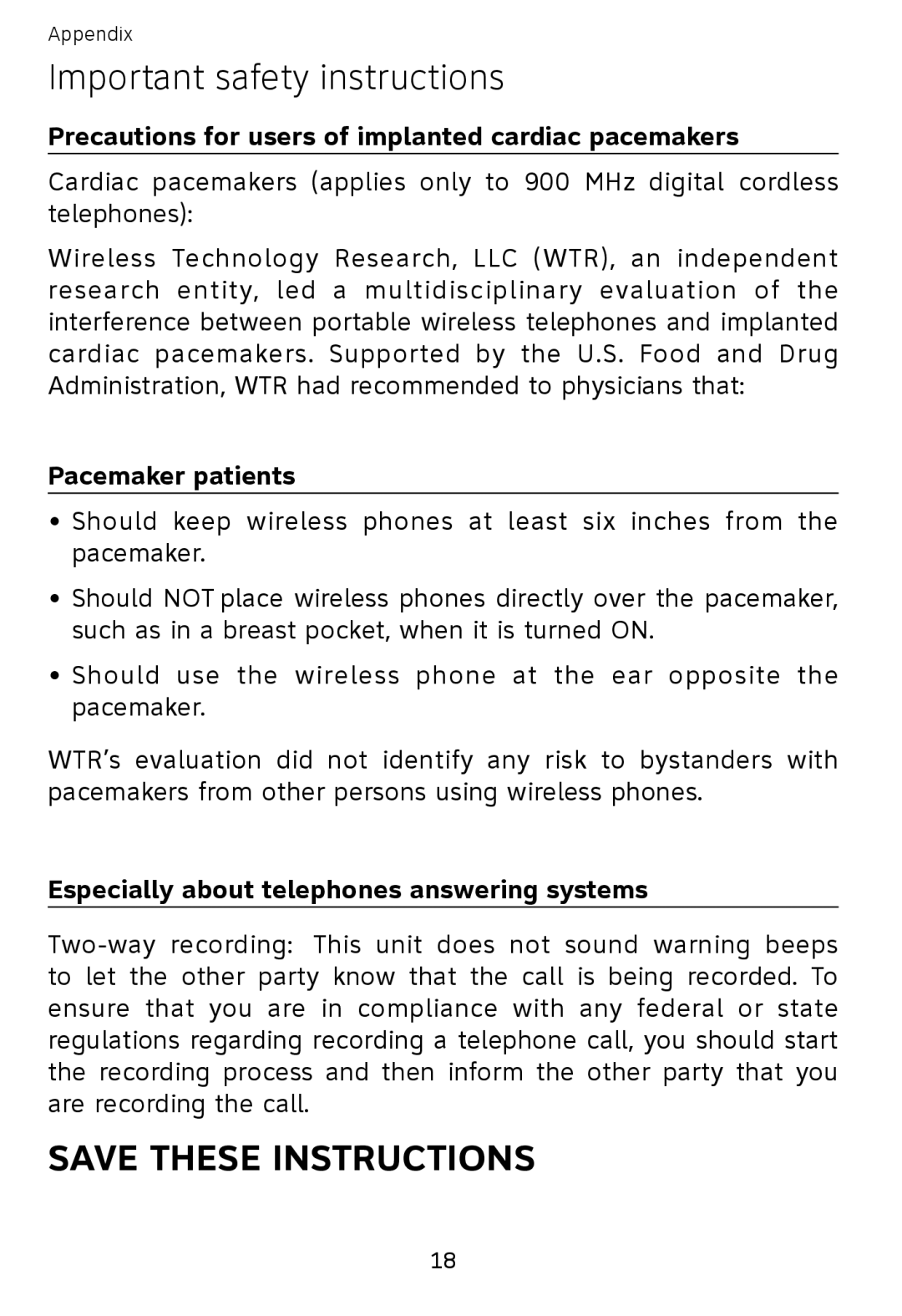 AT&T EP5632-2, EP562 user manual Precautions for users of implanted cardiac pacemakers, Pacemaker patients 