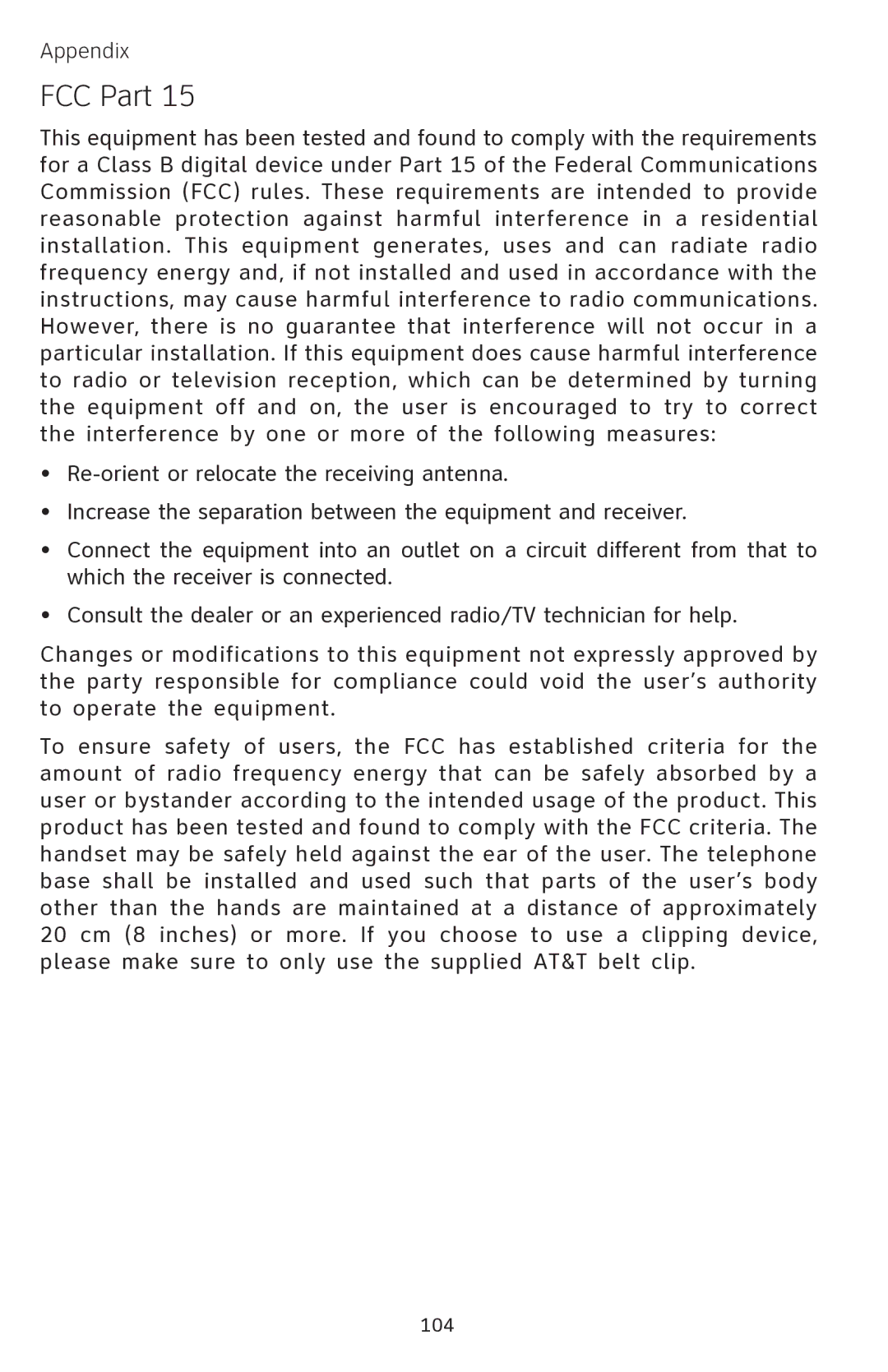 AT&T EP5632 user manual FCC Part 