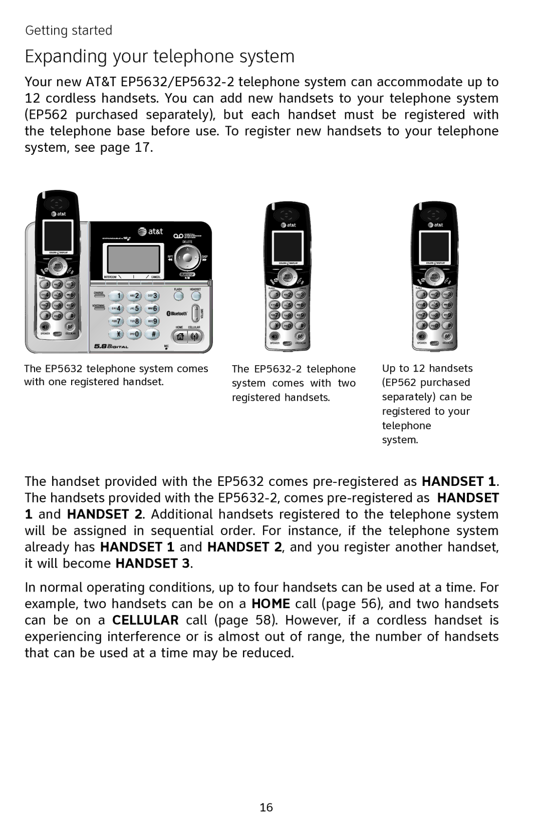 AT&T EP5632 user manual Expanding your telephone system 