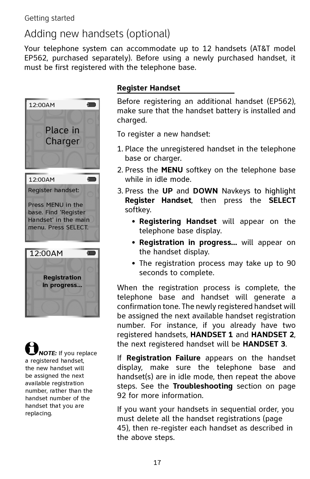 AT&T EP5632 user manual Adding new handsets optional, Register Handset 