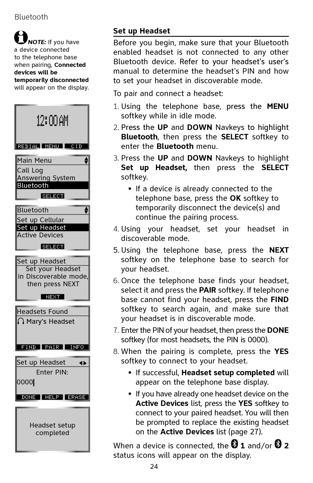 AT&T EP5632 user manual Set up Headset 