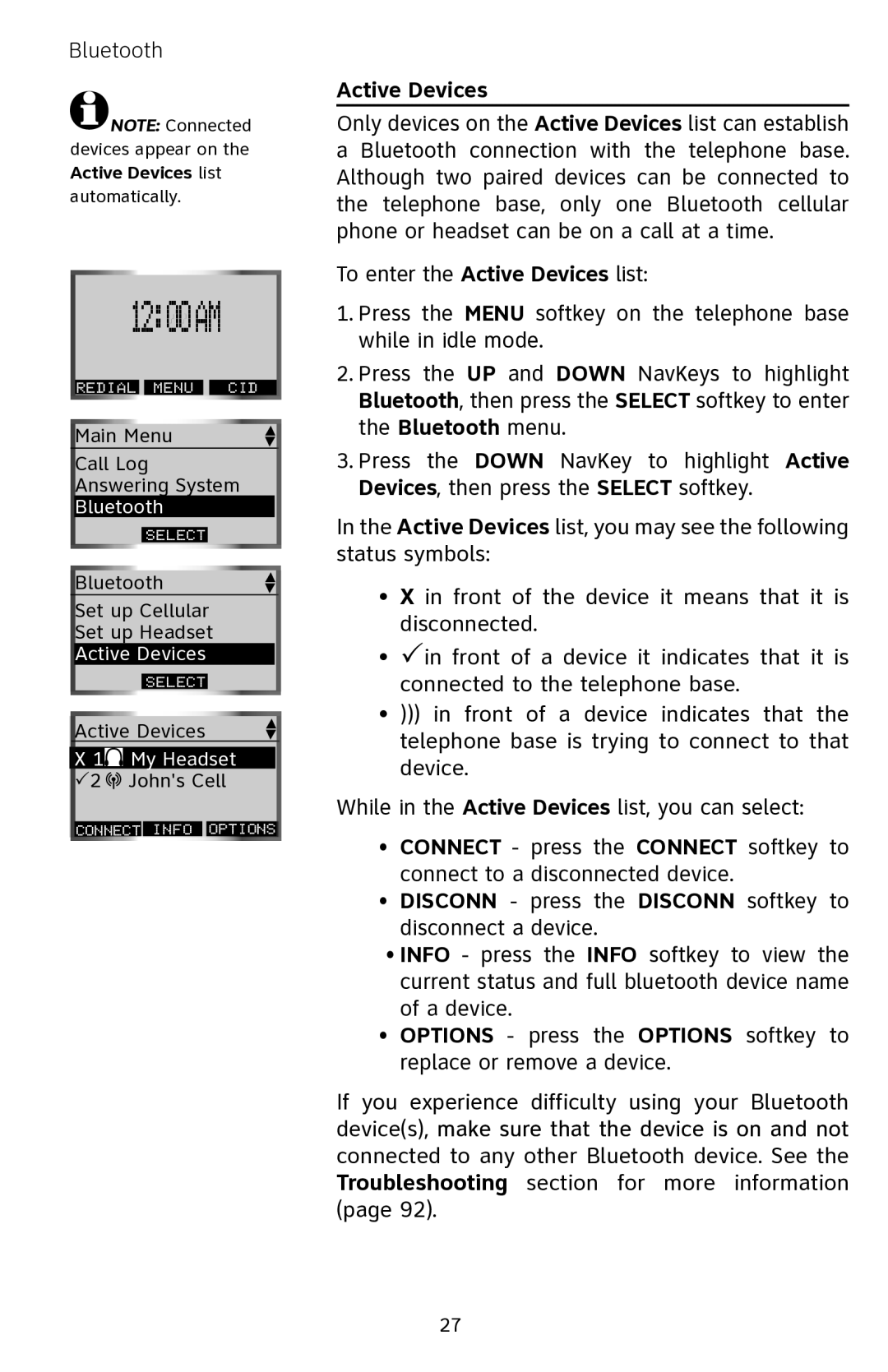 AT&T EP5632 user manual Active Devices 