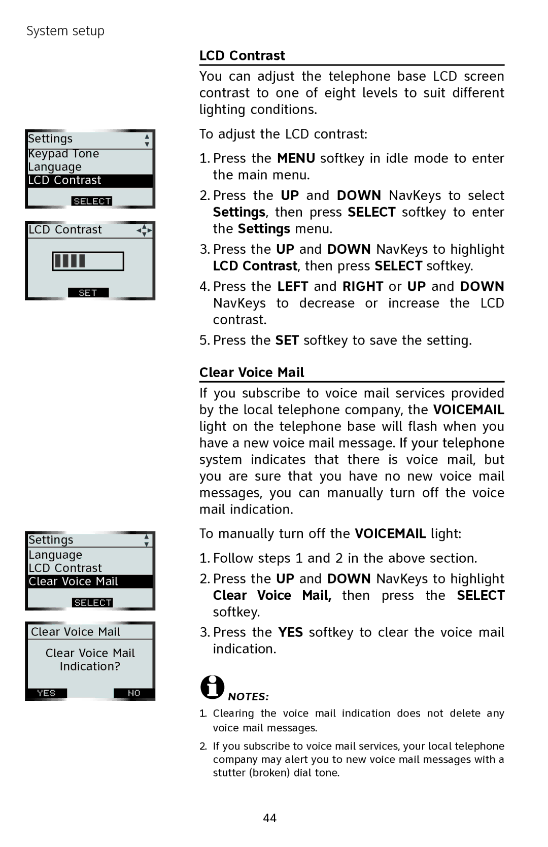 AT&T EP5632 user manual LCD Contrast 