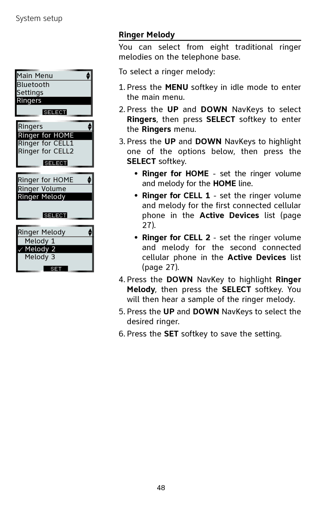 AT&T EP5632 user manual Ringer for Home Ringer for CELL1 Ringer for CELL2 