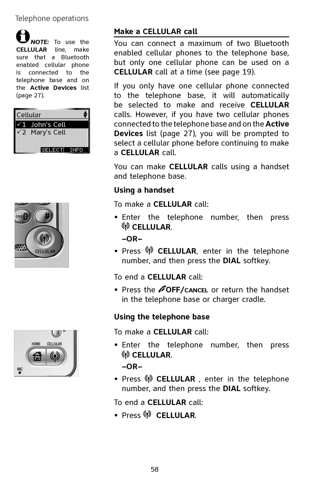 AT&T EP5632 user manual Make a Cellular call 