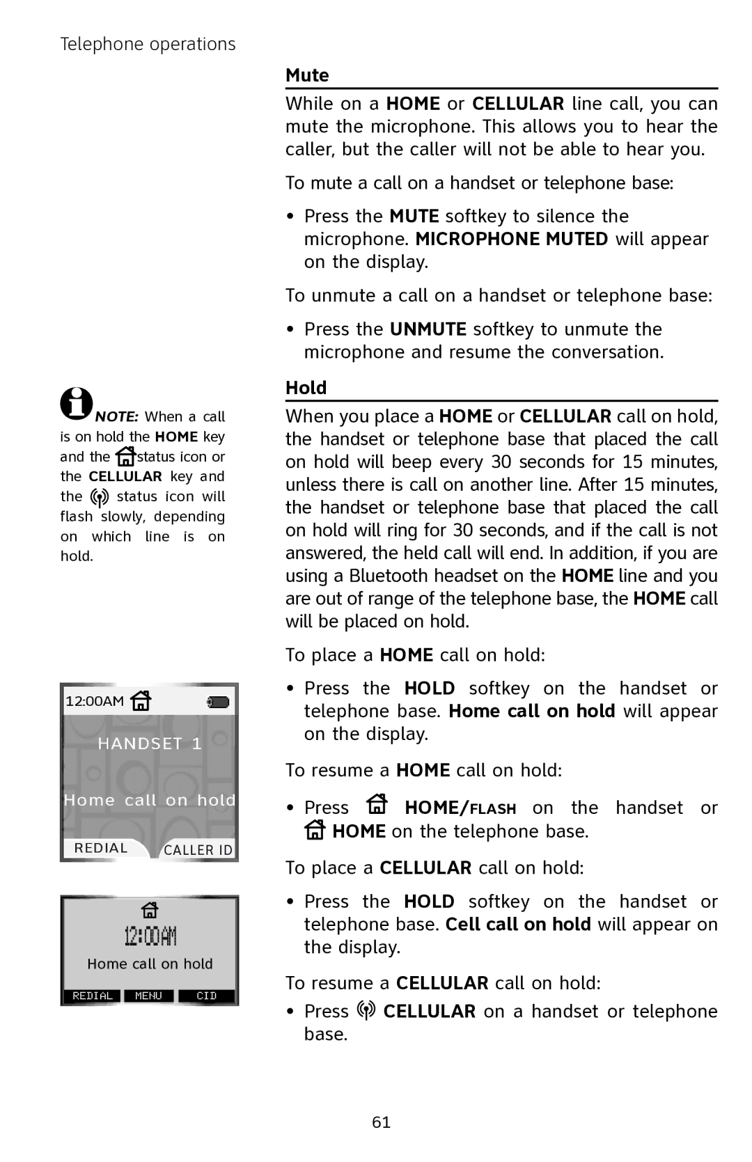 AT&T EP5632 user manual Mute, Hold 