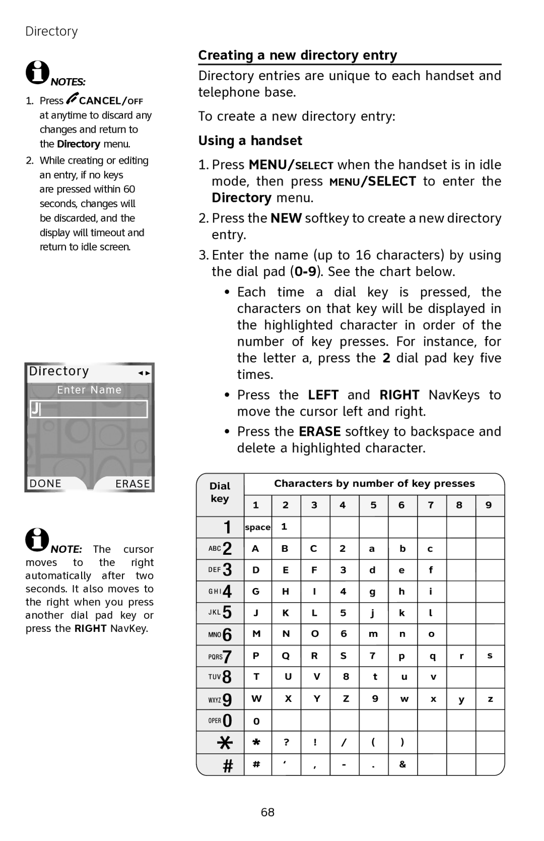 AT&T EP5632 user manual Creating a new directory entry 