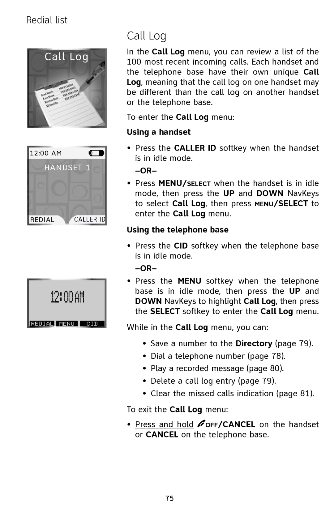 AT&T EP5632 user manual 1200AM, Call Log 