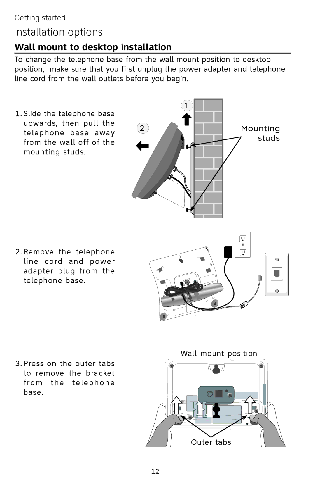 AT&T EP5632/EP5632-2 user manual Wall mount to desktop installation 