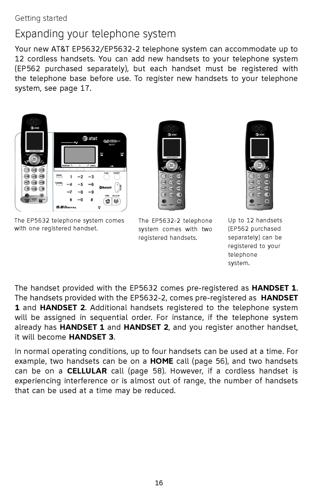 AT&T EP5632/EP5632-2 user manual Expanding your telephone system 