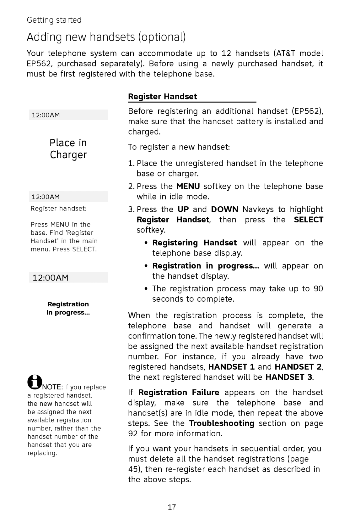 AT&T EP5632/EP5632-2 user manual Adding new handsets optional, Register Handset 