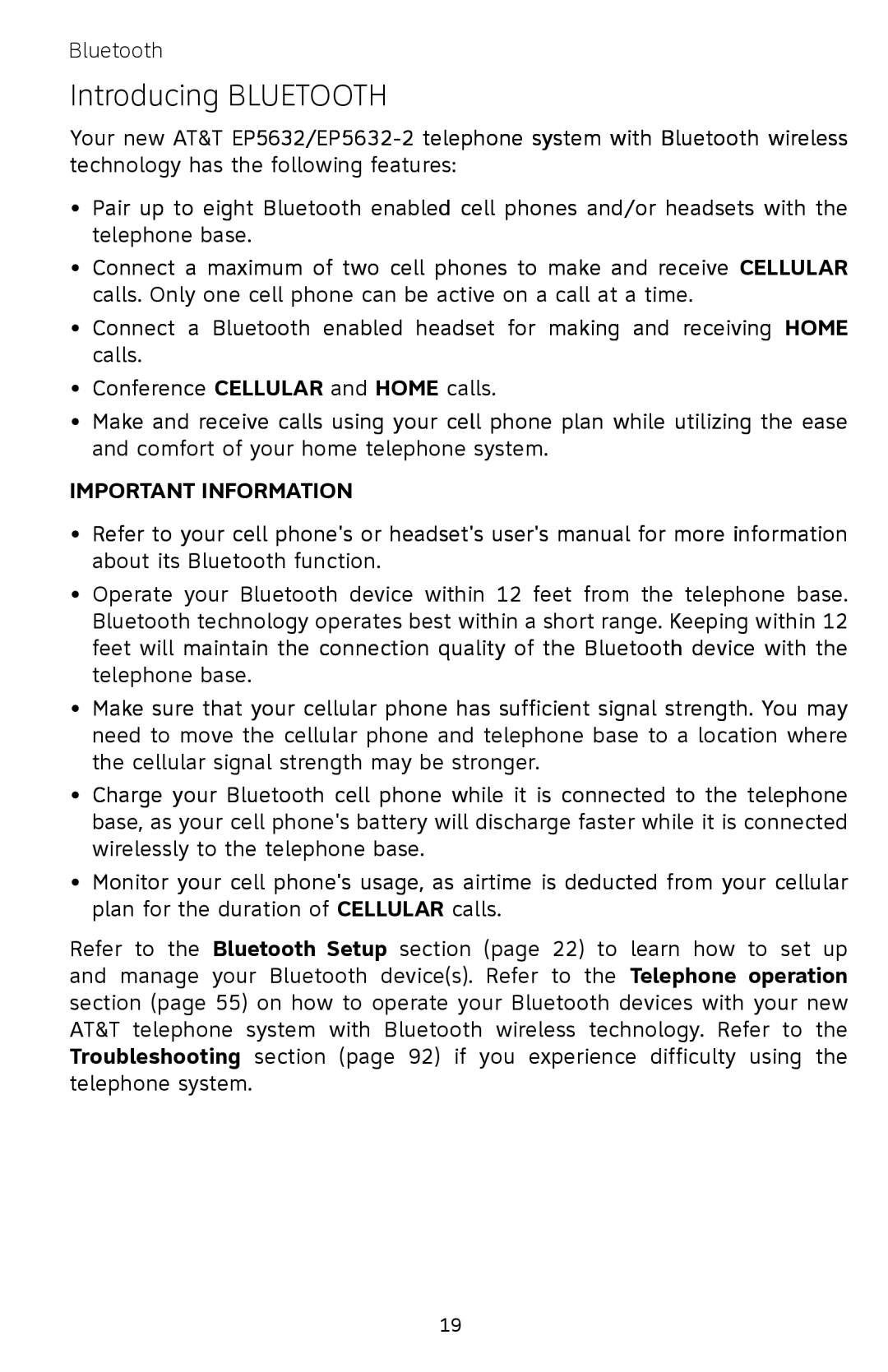 AT&T EP5632/EP5632-2 user manual Introducing Bluetooth 