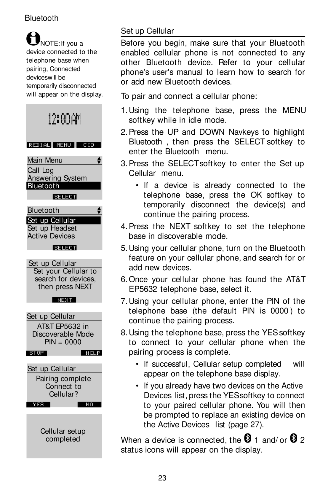 AT&T EP5632/EP5632-2 user manual Set up Cellular 