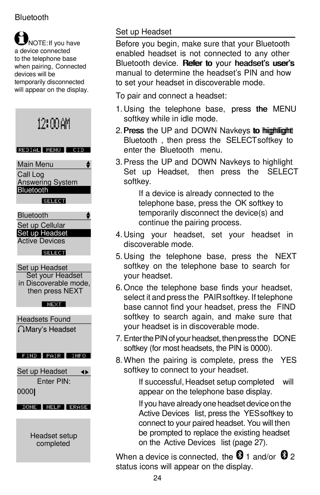 AT&T EP5632/EP5632-2 user manual Set up Headset 