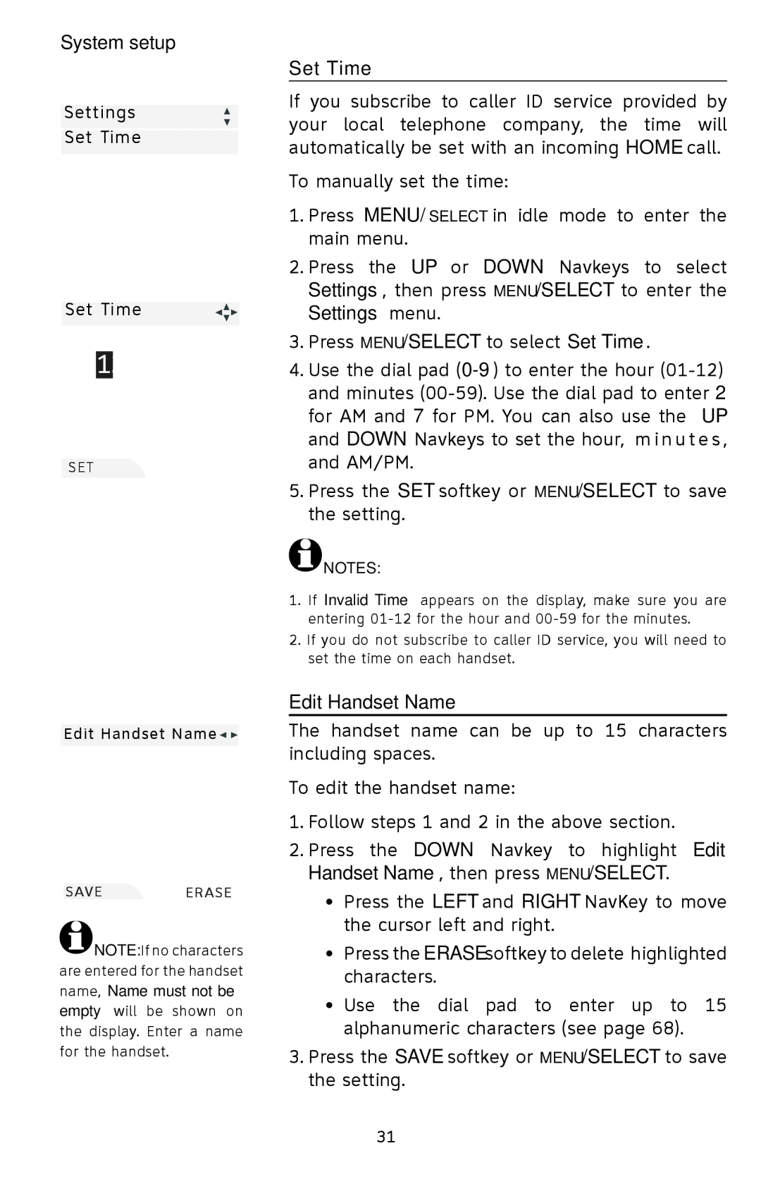 AT&T EP5632/EP5632-2 user manual Set Time, Edit Handset Name 