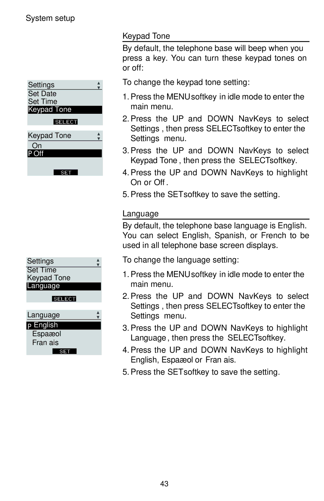 AT&T EP5632/EP5632-2 user manual Keypad Tone 