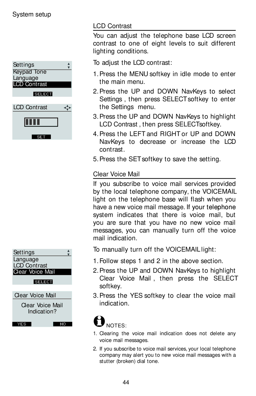 AT&T EP5632/EP5632-2 user manual LCD Contrast 