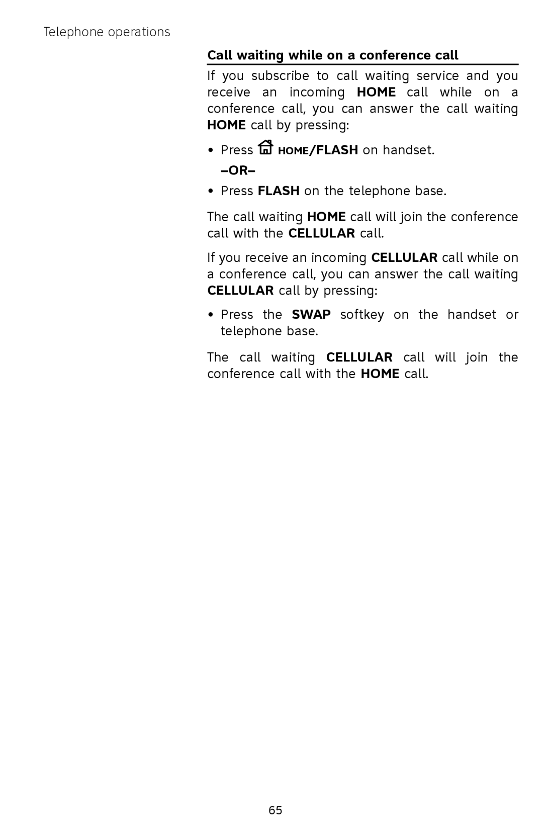 AT&T EP5632/EP5632-2 user manual Call waiting while on a conference call 