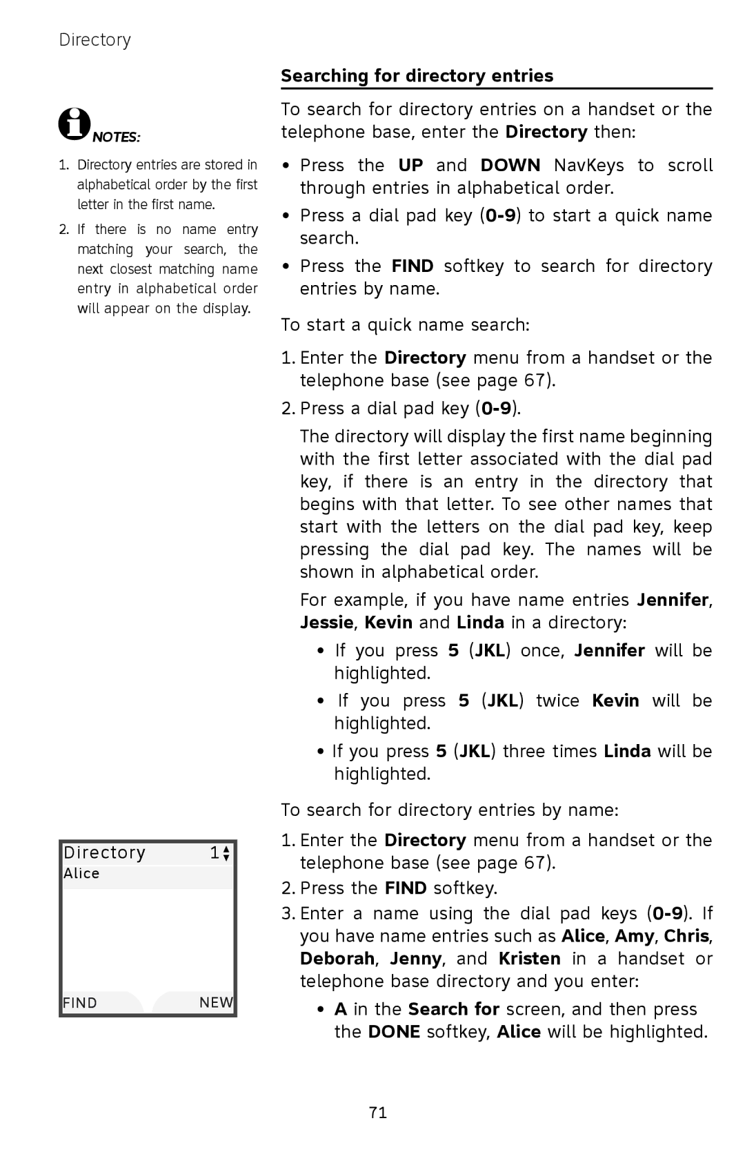 AT&T EP5632/EP5632-2 user manual Searching for directory entries 