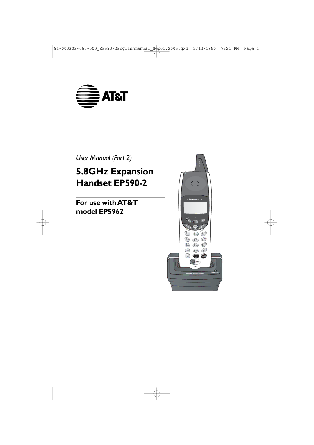 AT&T user manual 8GHz Expansion Handset EP590-2 