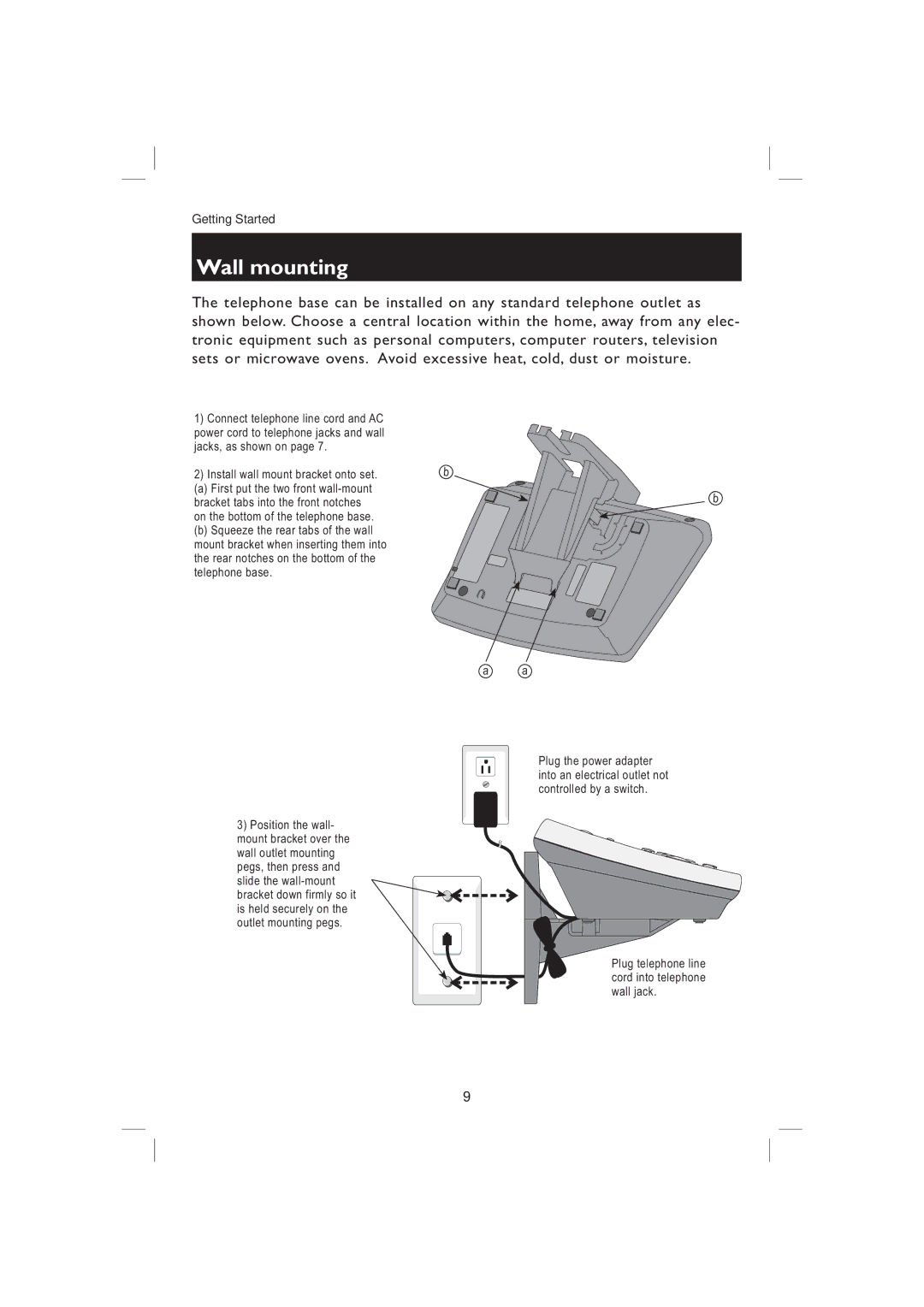 AT&T EP5995 user manual Wall mounting 