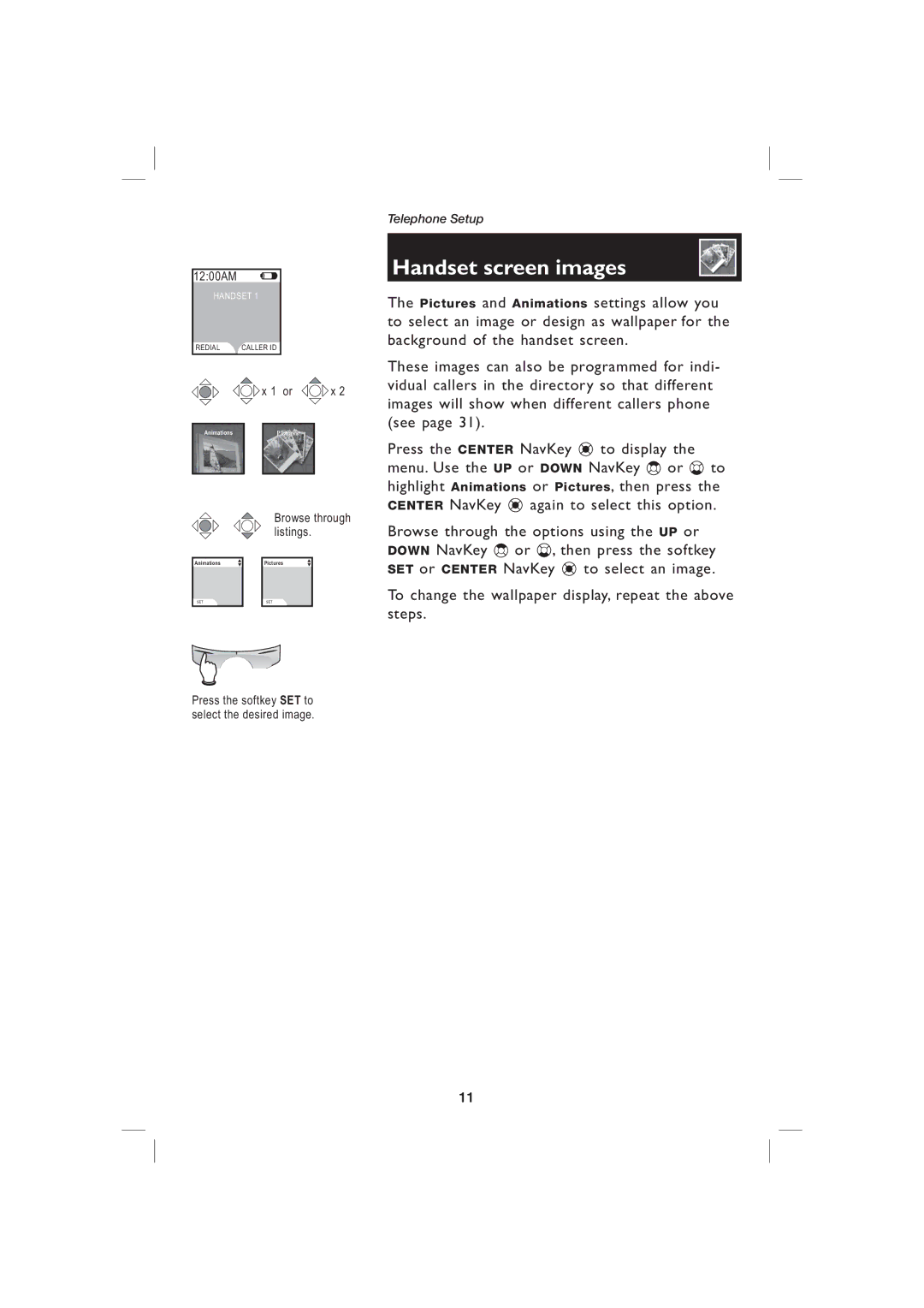 AT&T EP5995 user manual Handset screen images 