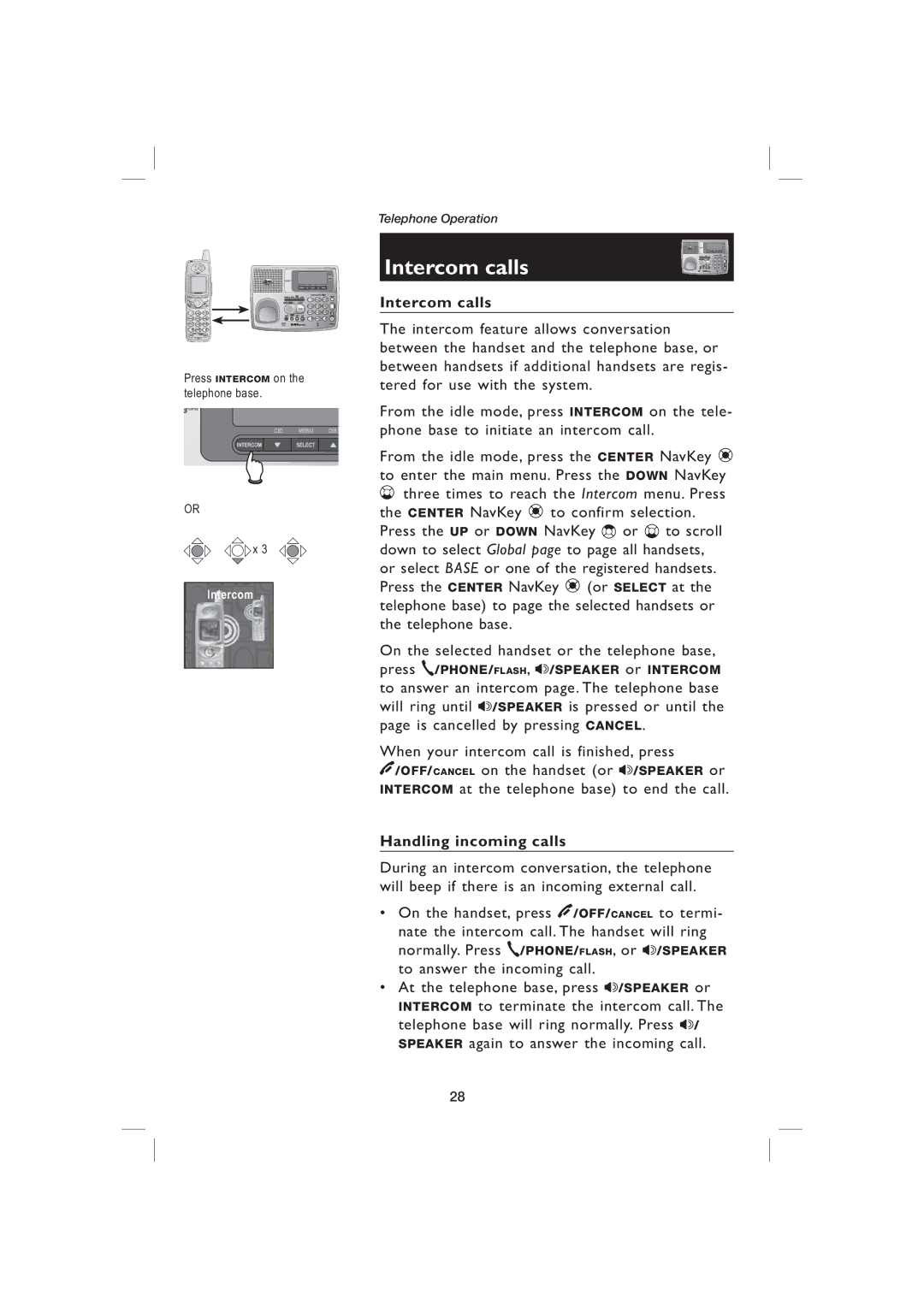 AT&T EP5995 user manual Intercom calls, Handling incoming calls 