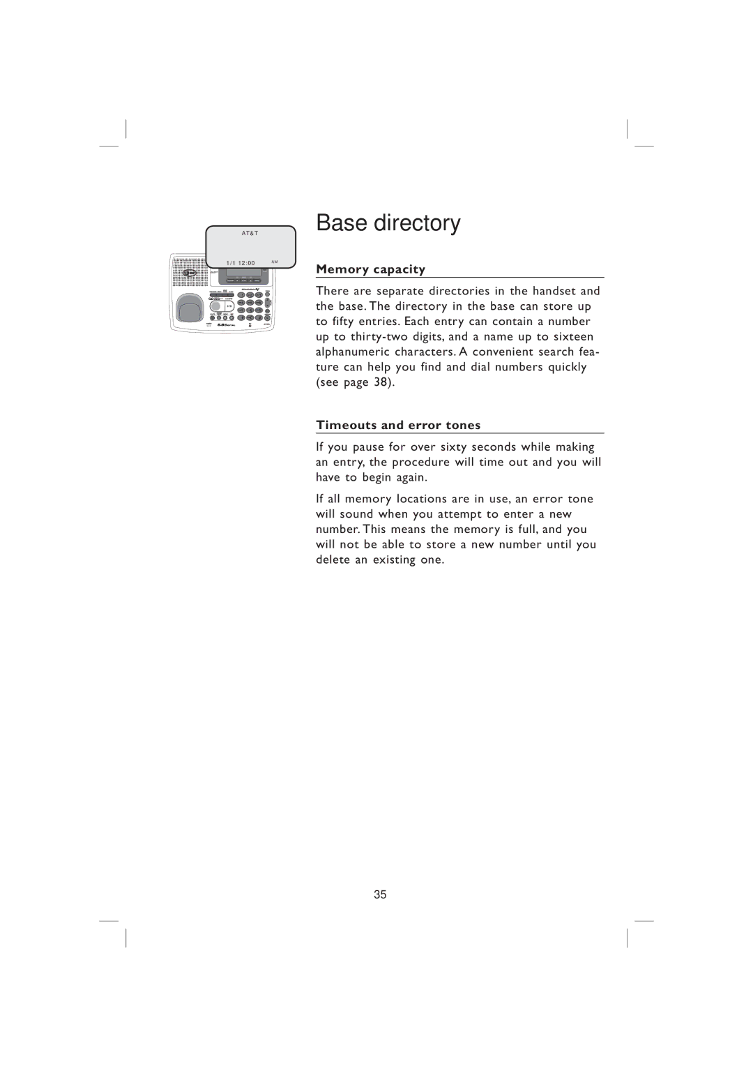 AT&T EP5995 user manual Base directory 