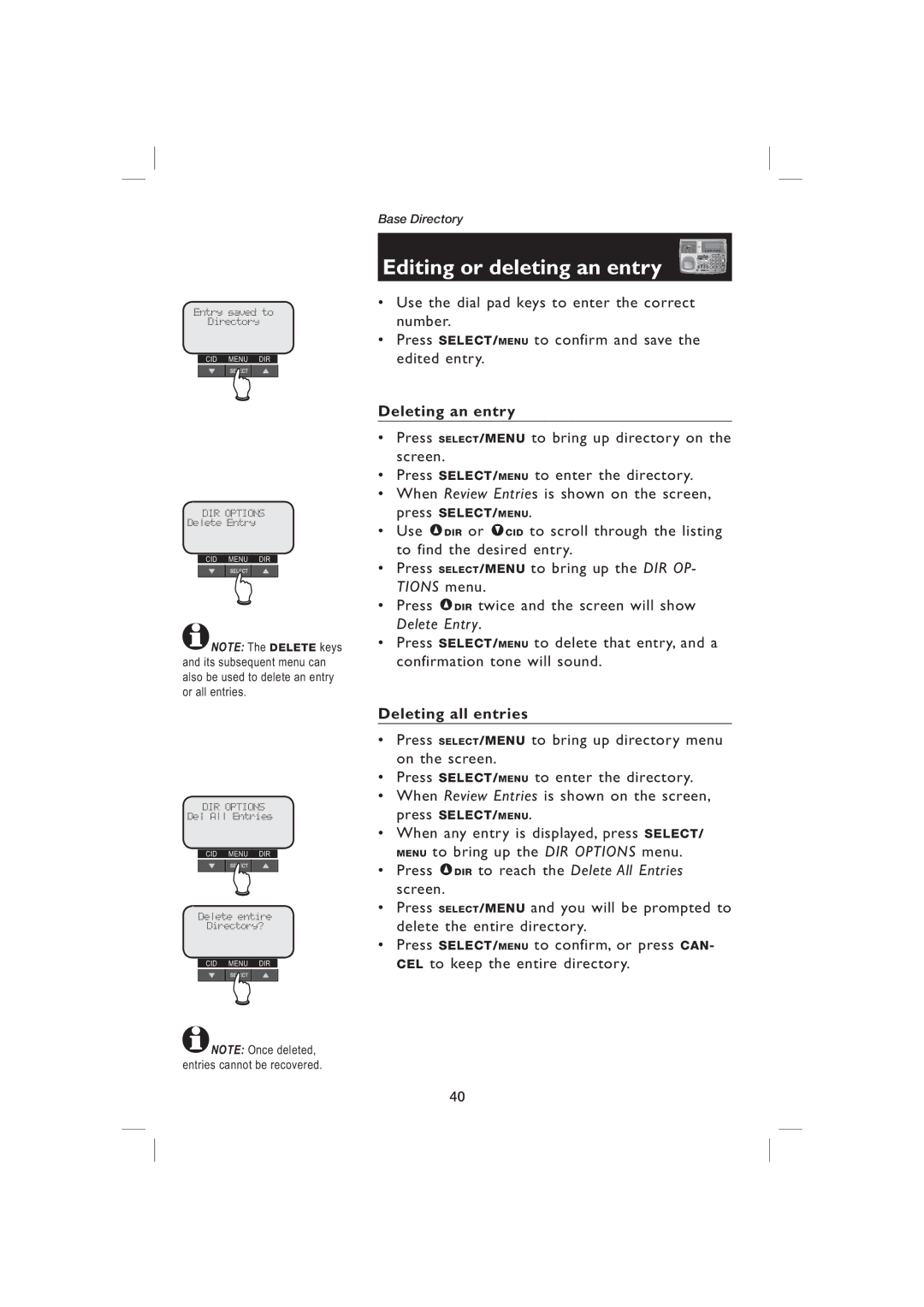 AT&T EP5995 user manual Entry saved to Directory 