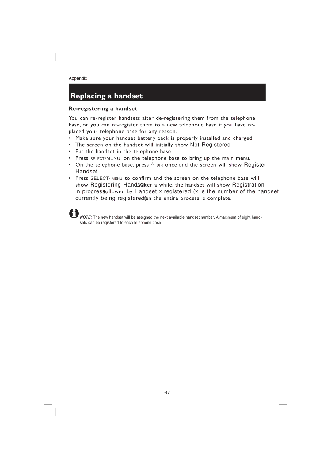 AT&T EP5995 user manual Re-registering a handset 