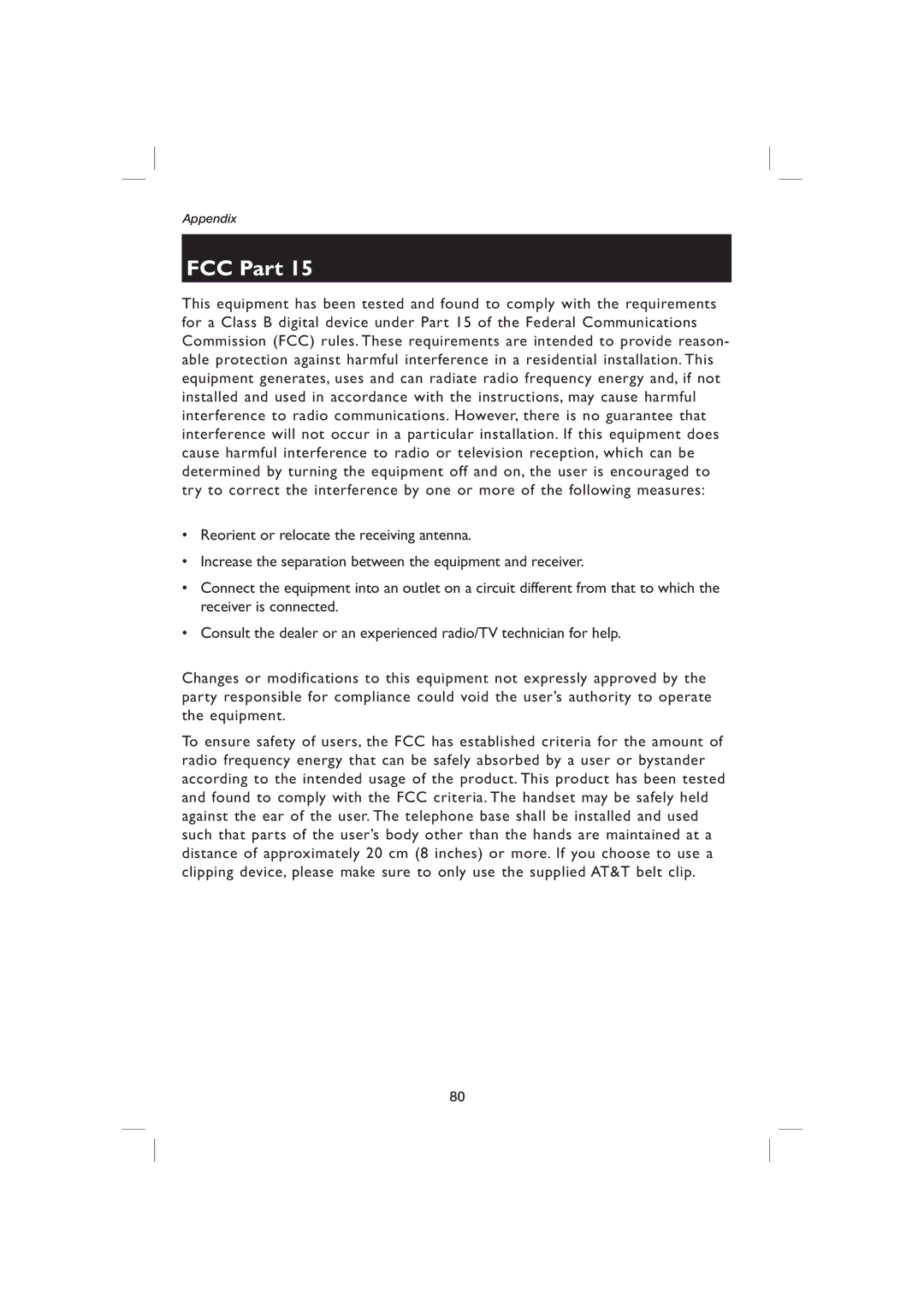 AT&T EP5995 user manual FCC Part 