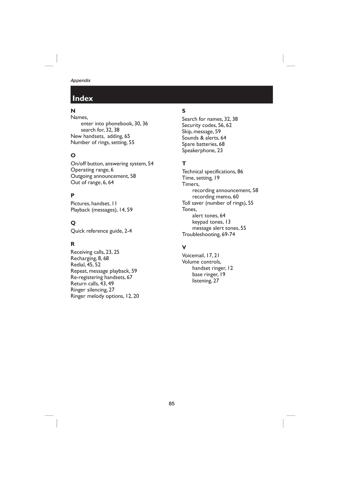 AT&T EP5995 user manual Names 